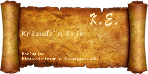 Krizsán Erik névjegykártya